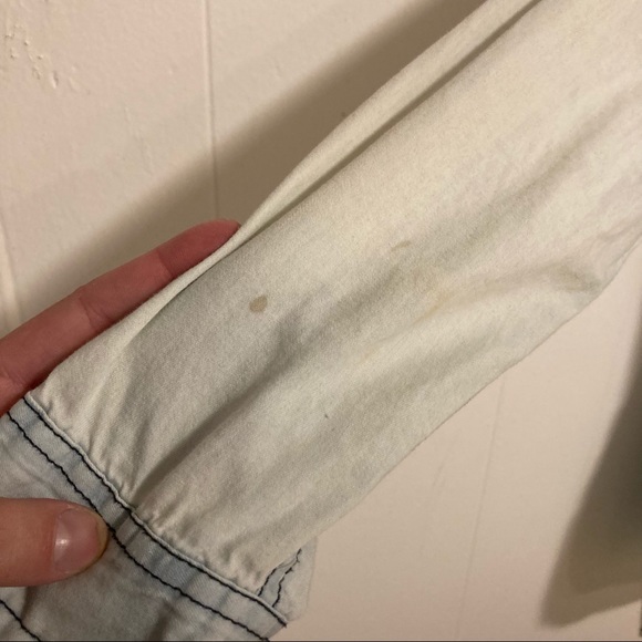 One teaspoon western distressed button down Jean denim long sleeve shirt stained - Picture 5 of 9